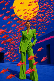 A shower of fish beneath a yellow sun by Katharina Kolenda