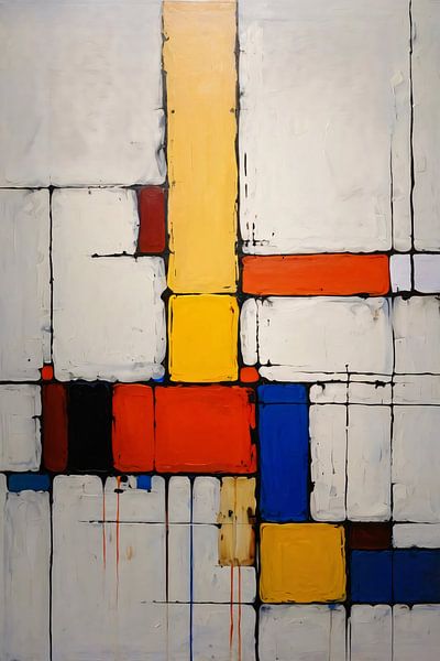 Abstract geometric art with primary colours by Art & Soul Creations