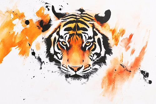 Aquarel tijger schilderij kunst