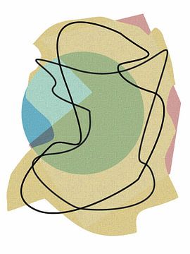 Abstract in rood blauw geel groen tinten van Maurice Dawson