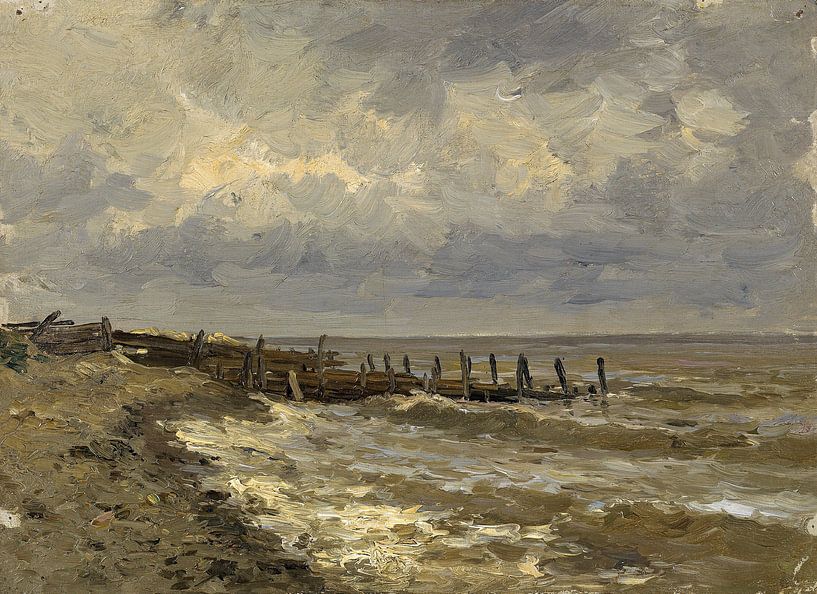 Carlos de Haes-Pier landscape, Antique landscape by finemasterpiece