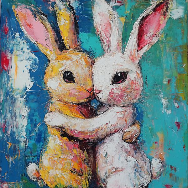 Abstracte konijnen omhelzing van TheXclusive Art