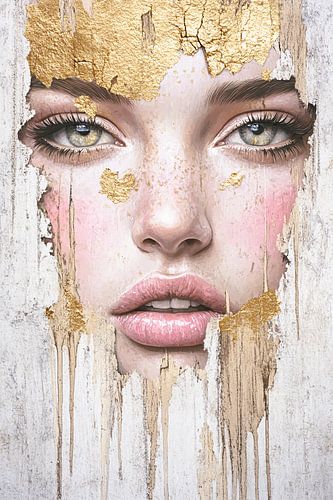 Vrouwelijk gezicht met gouden details