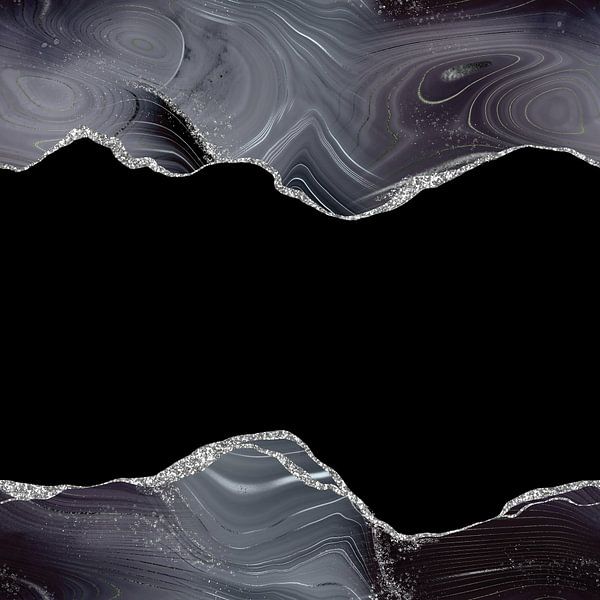 Noir &amp;amp ; Argent pailleté Agate Texture 04 par Aloke Design