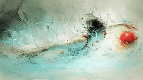 Full Speed | Water Polo Player with Red Ball