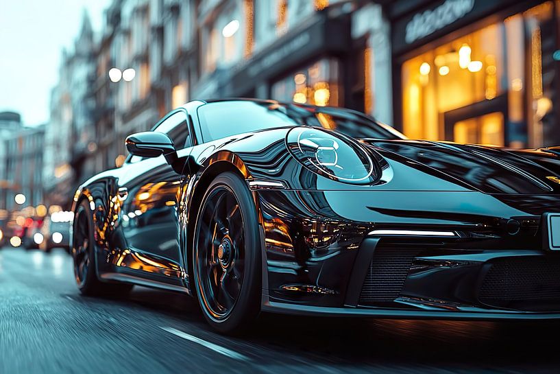 Ein schwarzer Porsche 911 GT3 von PixelPrestige