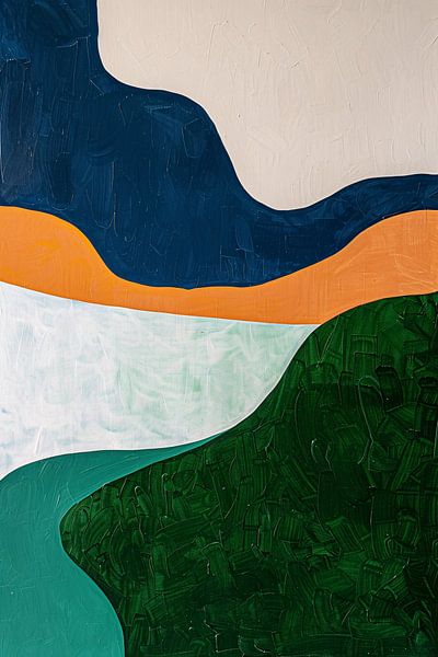 Abstraktes minimalistisches Gemälde einer Landschaft von Art & Soul Creations