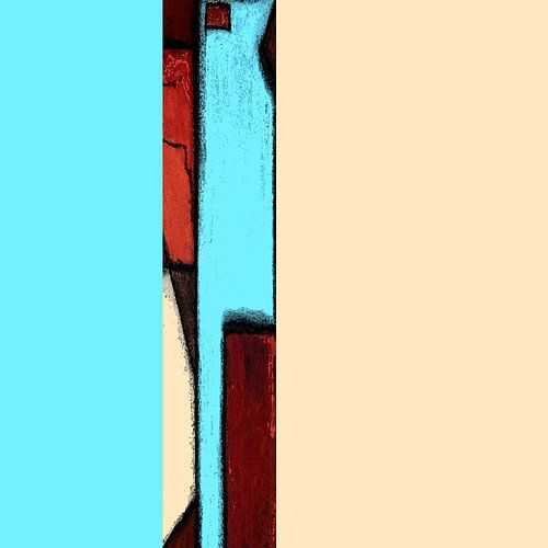 Abstracte kleurvlakken / Blauw, beige, rood 002