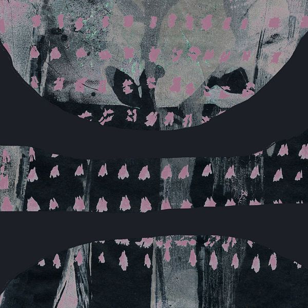 Boho style abstraction. 70s retro in pink and black by Dina Dankers