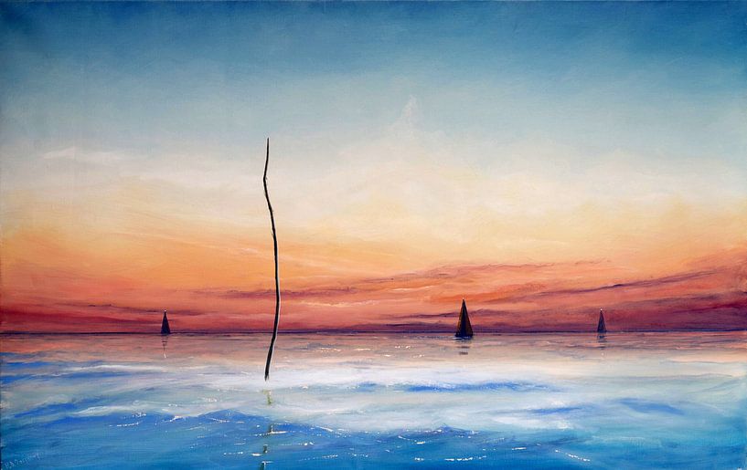 A windless summer evening on the mud flats by Bert Oosthout