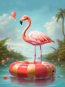 Flamingo, surrealisme van Carla van Zomeren
