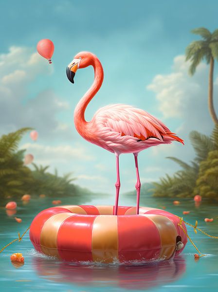 Flamingo, surrealism by Carla van Zomeren