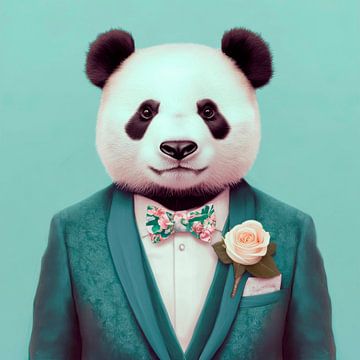 Elegante panda in een pak van Poster Art Shop
