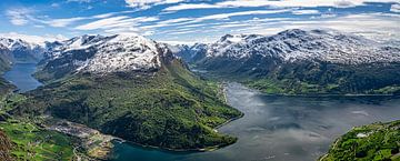 Large panorama du Mont Hoven, Norvège