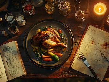 Brathähnchen-Mahlzeit in der Küche von Jan Bechtum