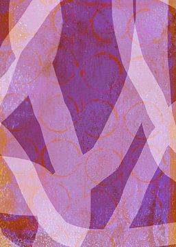 Abstract modern painting. Organic shapes in  pink, purple rusty orange by Dina Dankers