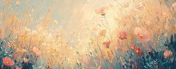 Abstract Bloemenveld | Dreamy Meadow van Abstract Schilderij