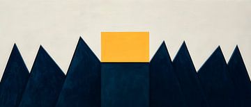 Paysage de montagne avec carré jaune sur Poster Art Shop