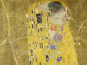 Kaart van Breda met de Kus van Gustav Klimt van Map Art Studio