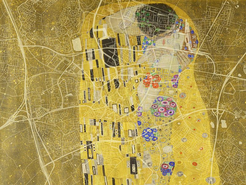Map of Breda with the Kiss by Gustav Klimt by De Kaartenwinkel