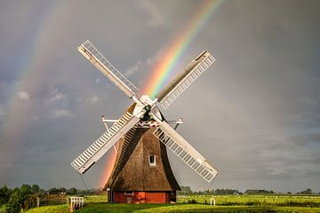 Regenbogen und Windmühle, Niederlande von Olha Rohulya