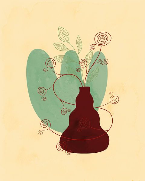 Stilleben mit abstrakten Rosen in einer Vase von Tanja Udelhofen