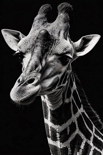 Zwart-wit close-up van giraffedetail