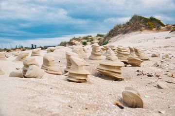 Sand towers on the beach of Torre Chianca by Patrick Wittling