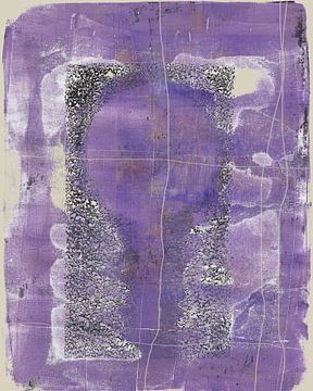 Moderne abstracte kunst. Organische vormen en lijnen in lila, paars, zwart en kasjmier grijs van Dina Dankers