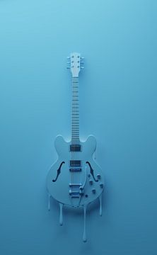 Gesmolten blauwe jazz gitaar van Andreas Berheide Photography