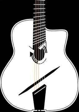 Minimalistische schwarze und weiße Gitarre 4 von Andika Bahtiar