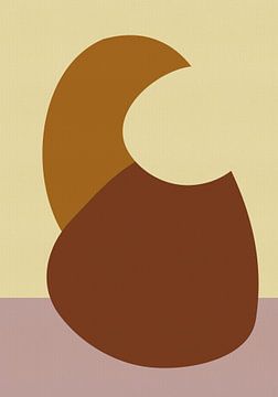 Abstracte vormen in zacht geel, terra en lila van Dina Dankers