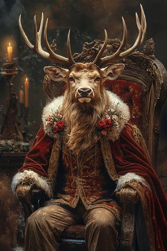 Majestic stag king in magnificent autumn garb