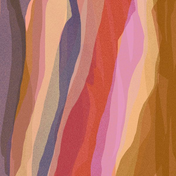 Gouden glans. Kleurrijk abstract in goud, lila, roze, blauw en rood van Dina Dankers