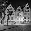 Evening on the Spui in Amsterdam (black and white) by Jeroen de Jongh