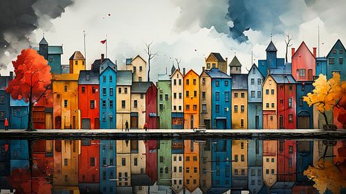 architecture ancienne ville abstraite art peint