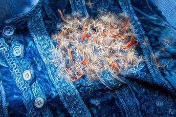 Blauw fluweel met bloempluis van Susan Hol