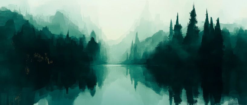 Paysage brumeux du lac par Poster Art Shop
