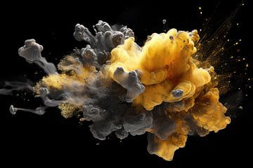 Enchanting Grey and Yellow Explosion by Digitale Schilderijen