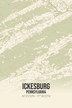 Vieille carte d'Ickesburg (Pennsylvanie), USA. sur Rezona