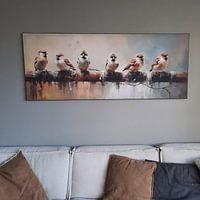 Klantfoto: Schilderij: Mussen op Tak van Blikvanger Schilderijen, als artframe