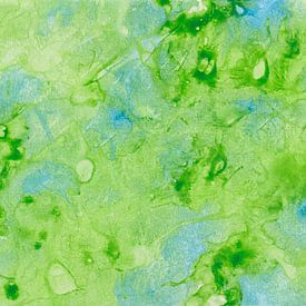 Fantasierijke aquarel in de kleuren groen en blauw van Heike Rau