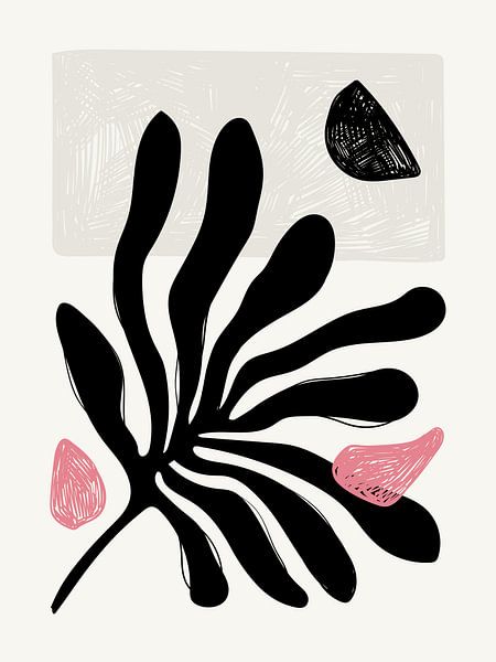 Modern abstract shapes in pink and black by Studio Allee