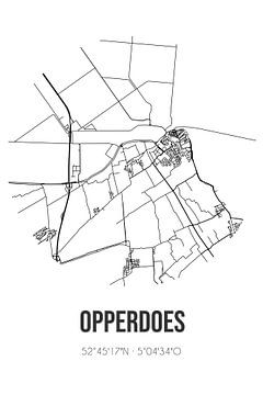 Opperdoes (Noord-Holland) | Landkaart | Zwart-wit van MijnStadsPoster