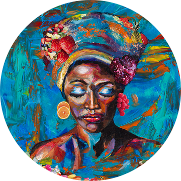 Feeling smoothie, afrikaans vrouwen portret in Mixed media art van Astridsart