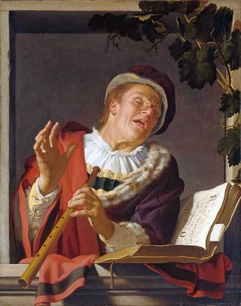 Singender Flötenspieler - Gerard van Honthorst, ca.1623 von Atelier Liesjes