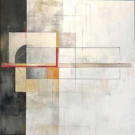 Beige Abstract | Off white met rode lijn van Modern Collection