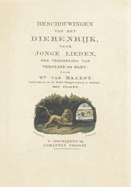 Titelblatt für W. van Haarst, Betrachtungen über das Tierreich, 1828, Dirk Sluyter, nach Haatje Piet von Gave Meesters