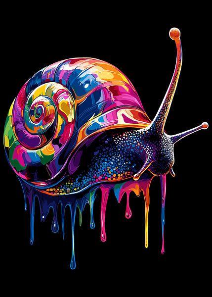 Kleurrijke slak in pop-artstijl met druppeleffect van Pixelbull Design