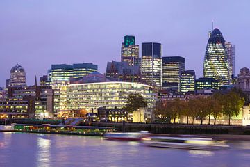 Financial District City van Londen 's nachts